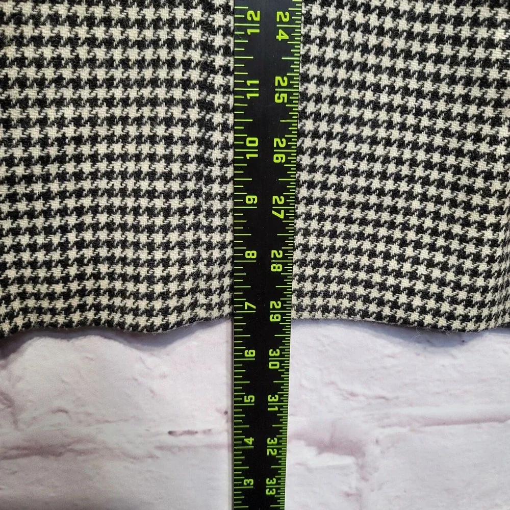Bergdorf Goodman Houndstooth Jacket Womens Large Black White Velvet‎ Collar - Picture 8 of 11